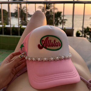 ✨ AllStar Hat With Pearl Chain Jewelry Y2K